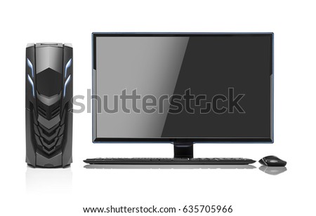 Modern desktop PC. Desktop computer isolated on a white background.