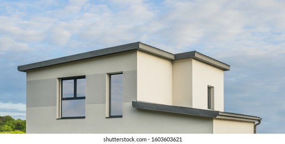 Modern Detached House With Flat Roof 
