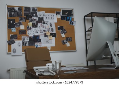 Modern Detective Office With Computer And Board