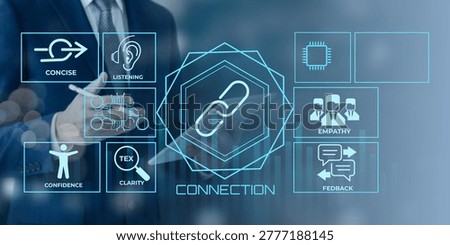 Modern digital illustration emphasizing key communication skills and connection through technology for professional development