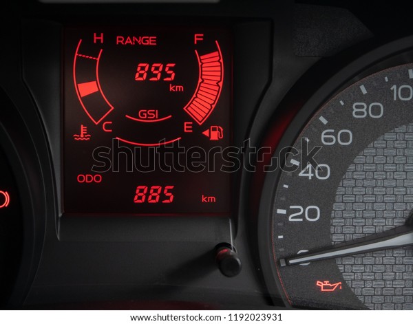 Modern\
digital power gauge speed meter in vehicle\
car