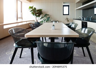 Modern Dining Room With Table And Chairs.