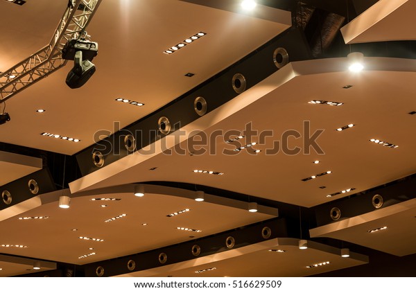 Modern Dropped Ceiling Made Geometrical Separated Stock Photo