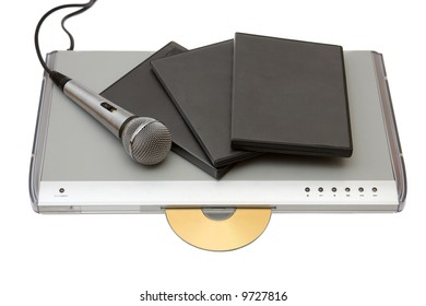 Modern dvd player with karaoke function and microphone