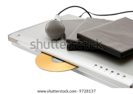 Modern dvd player with karaoke function and microphone