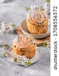 Modern Easter layered cruffin with spring flowers