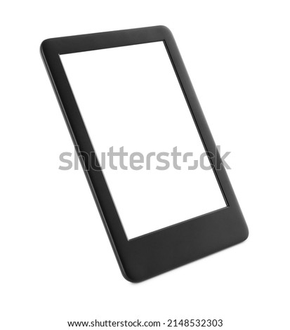 Modern e-book reader with blank screen isolated on white