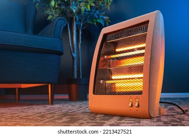 Modern electric infrared heater in living room