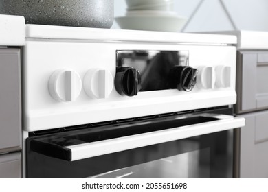 Modern Electric Stove In Kitchen, Closeup