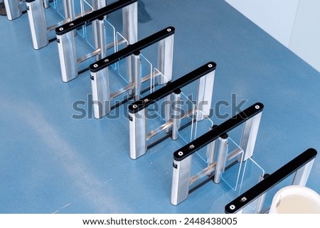 Modern electronic card access control gate from above