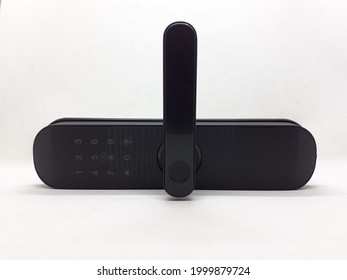 Modern Electronic Door Lock Mechanism with Password and RFID Cards Finger Print Authenticate Technology in White Isolated Background - Shutterstock ID 1999879724