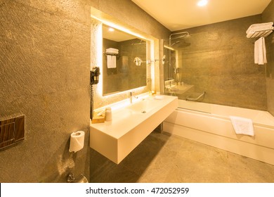 Modern elegant sink in bathroom - Shutterstock ID 472052959