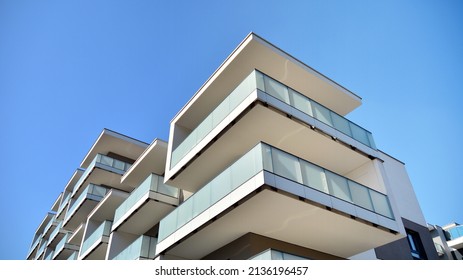 Modern elements in  contemporary  architecture.. Architectural details of a modern apartment building. - Shutterstock ID 2136196457