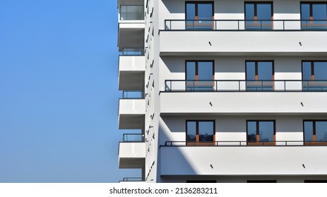 Modern elements in  contemporary  architecture.. Architectural details of a modern apartment building. - Shutterstock ID 2136283211