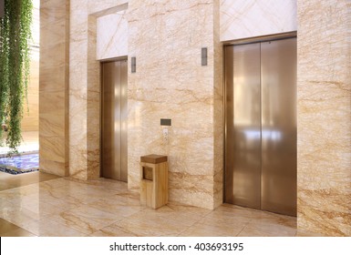 Modern Elevator In A Commercial Building