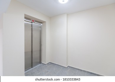 Modern Elevator In Residential Building. Lobby Interior With Elevator Door