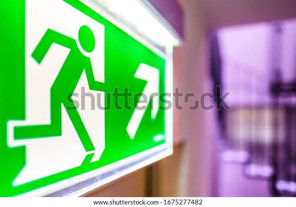 modern emergency exit sign -\
photo