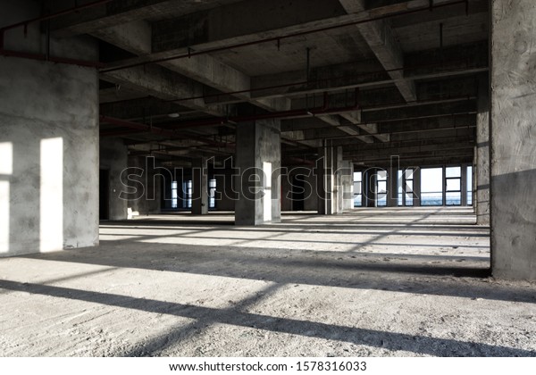 Modern empty\
commercial building\
materials