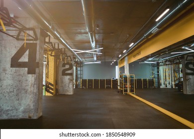 Modern empty crossfit gym or fitness studio