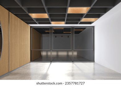 modern empty office interior with window on black background