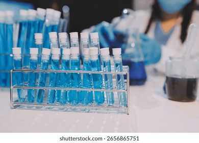 Modern Empty Science Laboratory With Microscopes, Test Tubes And Other Laboratory Equipments