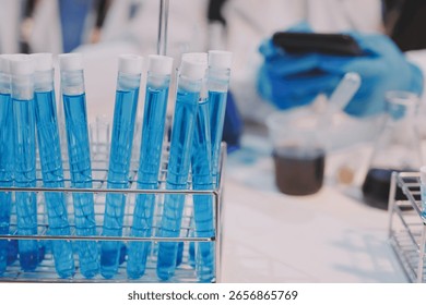 Modern Empty Science Laboratory With Microscopes, Test Tubes And Other Laboratory Equipments
