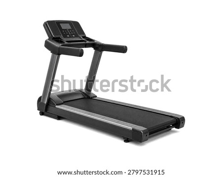 Modern empty treadmill isolated on white background.