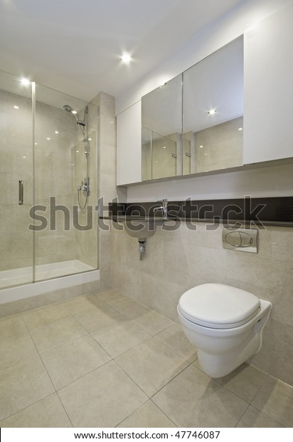 Modern Ensuite Bathroom Shower Cabin Floor Stock Photo Edit Now