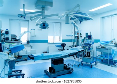 Modern equipment in operating room. Medical devices for neurosurgery. Background. Operating theatre. Selective focus. - Shutterstock ID 1827985835
