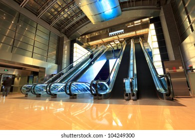 Modern Escalators In The Lobby