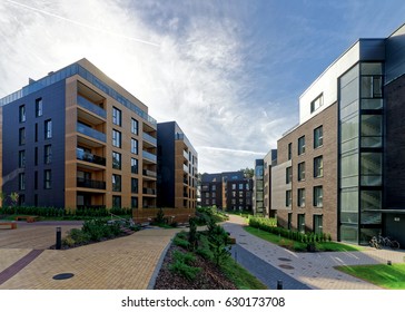 Modern european complex of apartment buildings. And outdoor facilities.