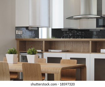 Modern european kitchen / dining room