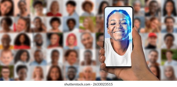Modern face recognition technology showcased on smartphone screen