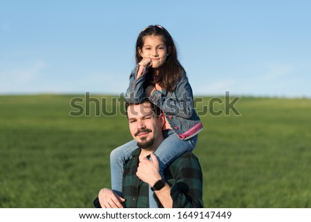 Similar – Family totem play outfoor happy in spring