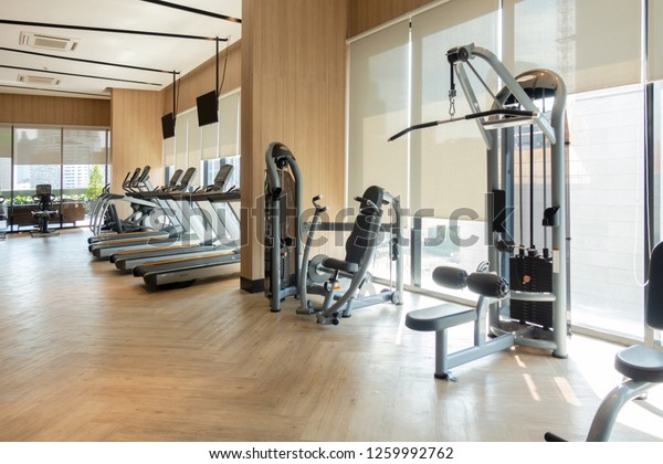 Modern Fitness Center Gym Equipment Decoration Stock Photo Edit