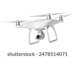 Modern flying quadcopter isolated on white background