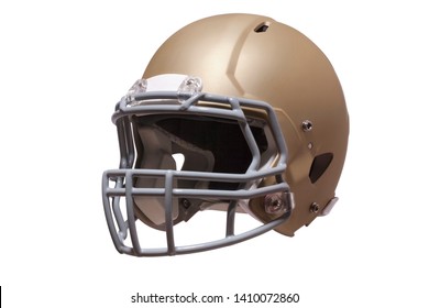 Modern football helmet in gold isolated on a white background - Powered by Shutterstock