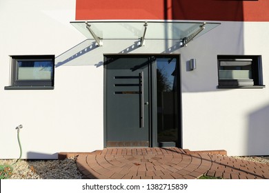 Modern Front Door With Glass Canopy