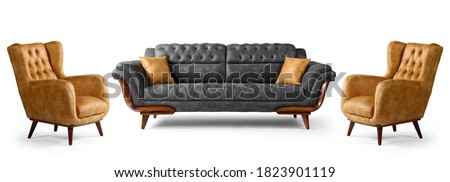Modern furniture half set isolated  on white background