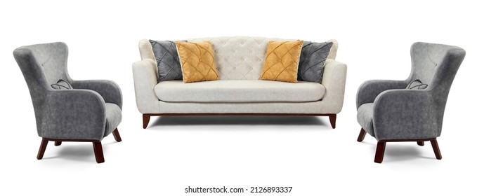 Modern furniture set on white background - Shutterstock ID 2126893337