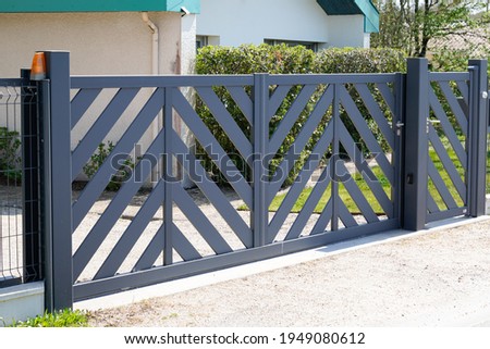 modern gate grey steel design home portal of private house