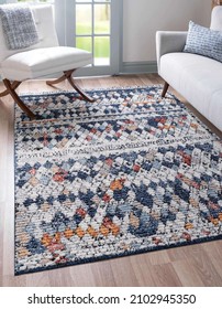 Modern geometric living area rug texture design. - Shutterstock ID 2102945350