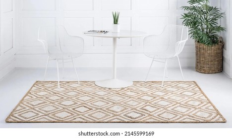 Modern geometry living area room jute rugs - Shutterstock ID 2145599169