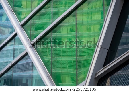 Modern glass facade of office building