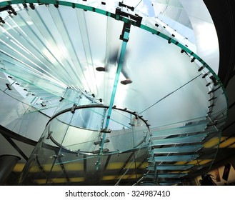 Modern glass stair outline walking man in Shanghai, China  - Shutterstock ID 324987410