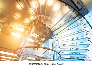 Modern Glass Staircase Silhouette of walking People in shanghai china - Powered by Shutterstock