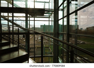 Modern Glass Staircase Silhouette Walking People Stock Photo 770009584 ...