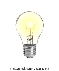 Modern glowing lamp bulb on white background - Shutterstock ID 1392641645