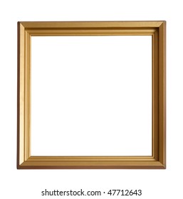 Modern Gold Picture Frame, Isolated With Clipping Path