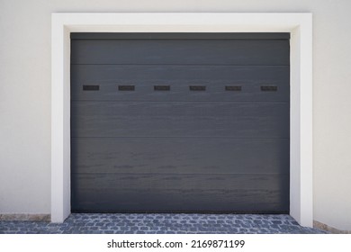 Modern Gray Ventilated Garage Door. Automatic Garage Door